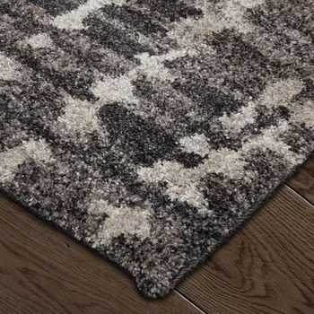 8' X 10' Black Gray And Ivory Abstract Area Rug