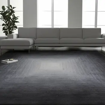 8' X 10' Black White And Gray Abstract Hand Tufted Area Rug