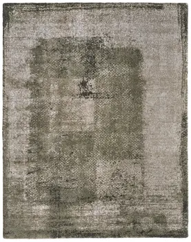 8' X 10' Green And Tan Abstract Distressed Area Rug