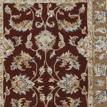 8' X 10' Red Tan And Ivory Oriental Hand Tufted Area Rug