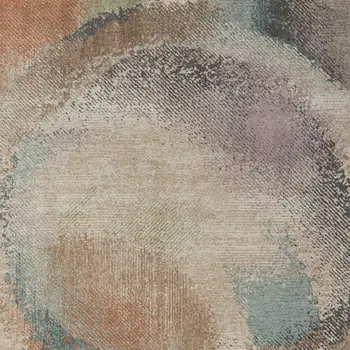 8' X 10' Brown Tan And Blue Abstract Distressed Area Rug
