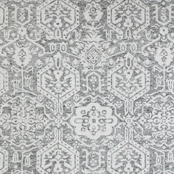8' X 10' Gray And White Geometric Hand Tufted Area Rug