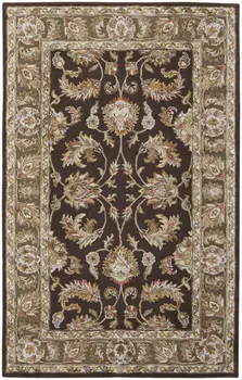8' X 10' Brown Tan And Ivory Oriental Hand Tufted Area Rug