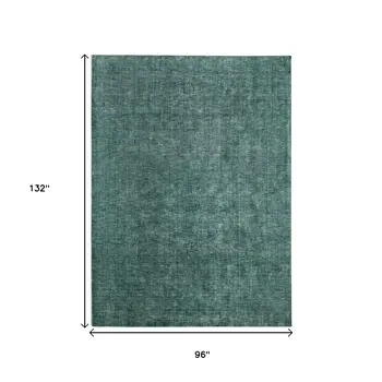 8' X 11' Green And White Hand Woven Area Rug