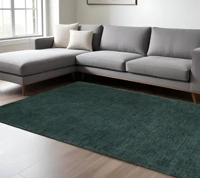 8' X 11' Green Hand Woven Area Rug