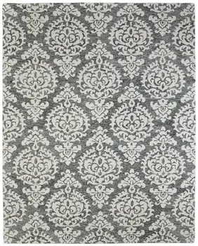 9' X 12' Gray Ivory And Black Floral Hand Tufted Area Rug
