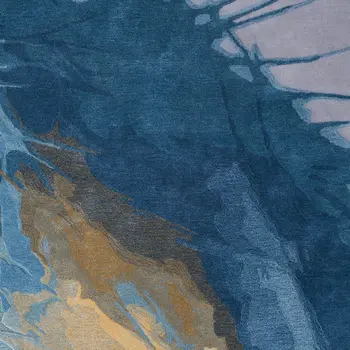 9' X 12' Blue Gold And Gray Abstract Hand Tufted Area Rug