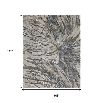 9' X 12' Gray Green And Ivory Abstract Area Rug