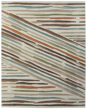 9' X 12' Ivory Brown And Blue Abstract Area Rug