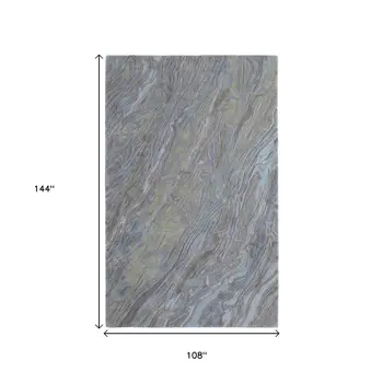 9' X 12' Blue Green And Gray Abstract Hand Tufted Area Rug