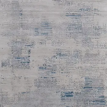 9' X 12' Gray Taupe And Blue Abstract Hand Tufted Area Rug