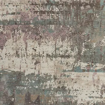 9' X 12' Blue Ivory And Purple Abstract Distressed Area Rug