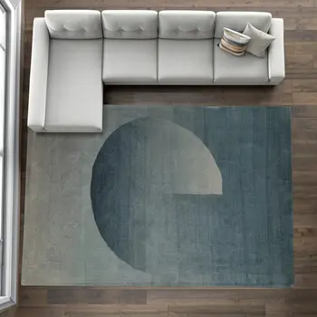 9' X 12' Blue And White Geometric Hand Tufted Area Rug
