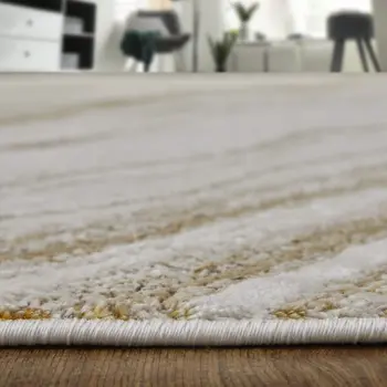 9' X 12' Ivory Taupe And Gold Abstract Area Rug