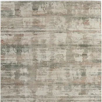 9' X 12' Ivory Gray And Green Abstract Distressed Area Rug