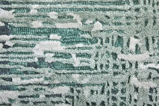 9' X 12' Green And White Abstract Hand Tufted Area Rug