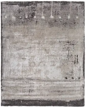 9' X 12' Gray Ivory And Taupe Abstract Distressed Area Rug