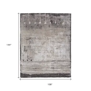 9' X 12' Gray Ivory And Taupe Abstract Distressed Area Rug