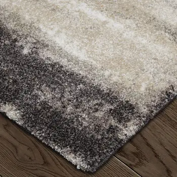 9' X 12' Gray Ivory And Taupe Abstract Distressed Area Rug