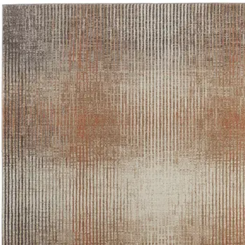 9' X 12' Ivory Taupe And Pink Abstract Area Rug