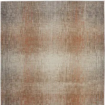 9' X 12' Ivory Taupe And Pink Abstract Area Rug