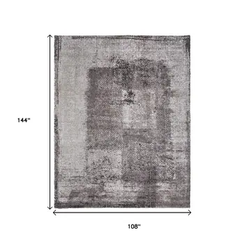 9' X 12' Gray Black And Taupe Abstract Distressed Area Rug