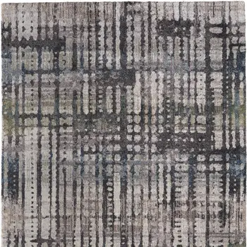 9' X 12' Gray Black And Ivory Abstract Distressed Area Rug