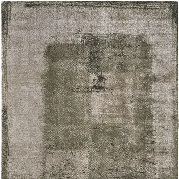 9' X 12' Green And Tan Abstract Distressed Area Rug