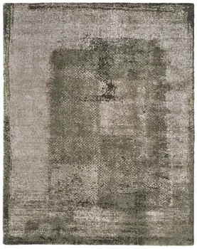 9' X 12' Green And Tan Abstract Distressed Area Rug