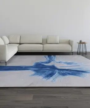 9' X 12' Blue And Gray Abstract Hand Tufted Area Rug