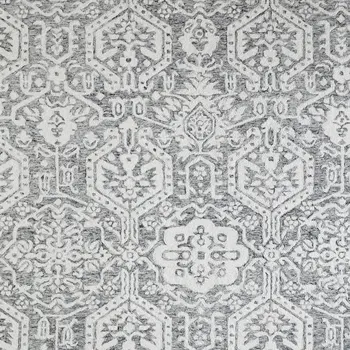 9' X 12' Gray And White Geometric Hand Tufted Area Rug