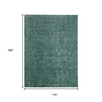 9' X 13' Green And White Hand Woven Area Rug