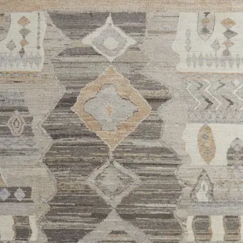 2' X 3' Ivory Gray And Orange Moroccan Hand Knotted Area Rug