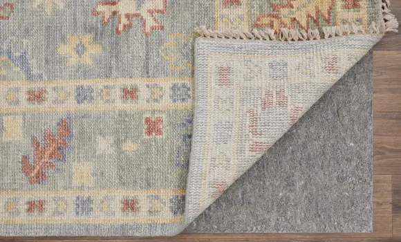 12' Blue Taupe And Gray Floral Hand Knotted Runner Rug With Fringe