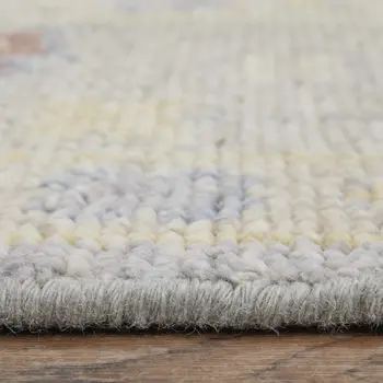 14' Blue Taupe And Gray Floral Hand Knotted Runner Rug With Fringe