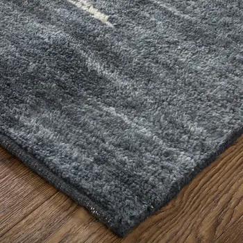 8' X 10' Gray And Ivory Abstract Hand Knotted Distressed Area Rug