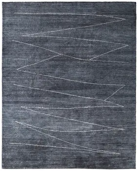 8' X 10' Gray And Ivory Abstract Hand Knotted Distressed Area Rug