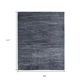 8' X 10' Gray And Ivory Abstract Hand Knotted Distressed Area Rug