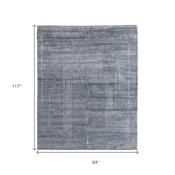 8' X 10' Gray And Ivory Abstract Hand Knotted Distressed Area Rug