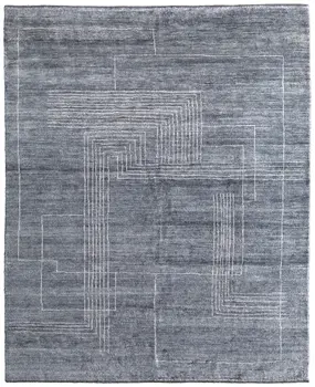 8' X 10' Gray And Ivory Abstract Hand Knotted Distressed Area Rug
