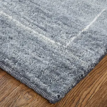 8' X 10' Gray And Ivory Abstract Hand Knotted Distressed Area Rug