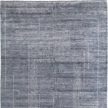 8' X 10' Gray And Ivory Abstract Hand Knotted Distressed Area Rug