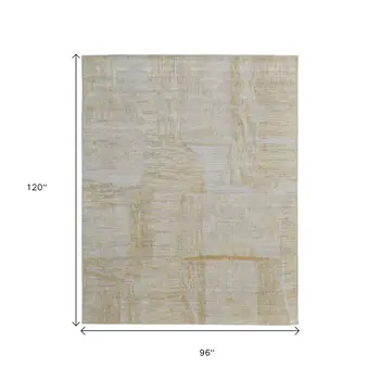 8' X 10' Yellow Ivory And Gold Abstract Hand Woven Area Rug