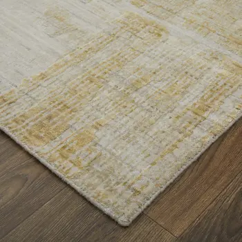 8' X 10' Yellow Ivory And Gold Abstract Hand Woven Area Rug