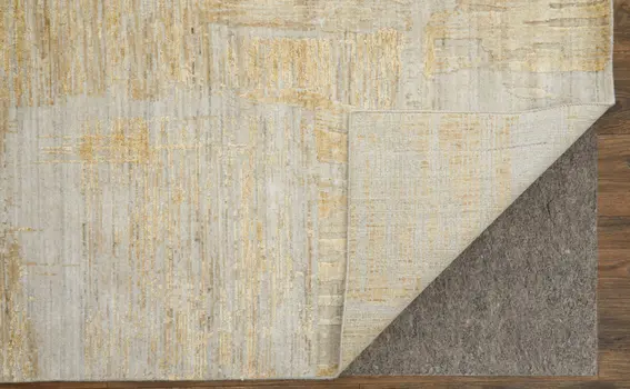 8' X 10' Yellow Ivory And Gold Abstract Hand Woven Area Rug