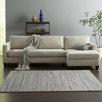 8' X 10' Gray Black And Brown Hand Woven Distressed Area Rug