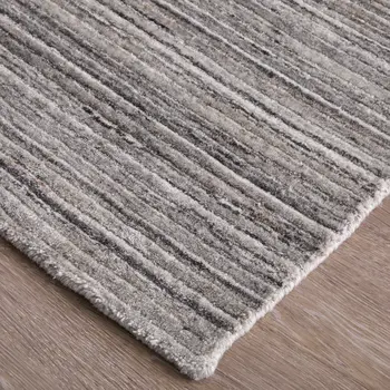 8' X 10' Gray Black And Brown Hand Woven Distressed Area Rug