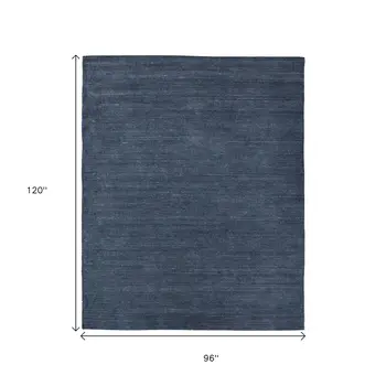 8' X 10' Blue And Gray Hand Woven Distressed Area Rug