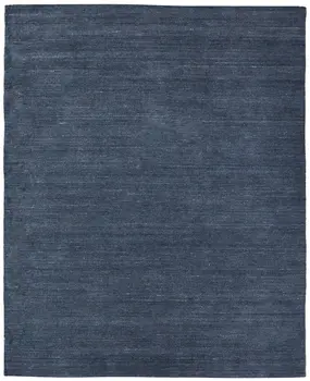 8' X 10' Blue And Gray Hand Woven Distressed Area Rug