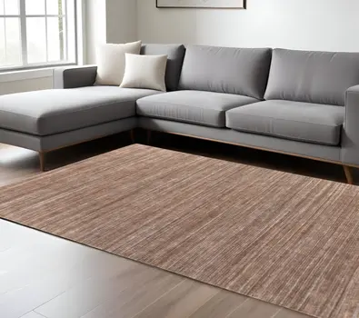 8' X 10' Brown Black And Gray Hand Woven Distressed Area Rug